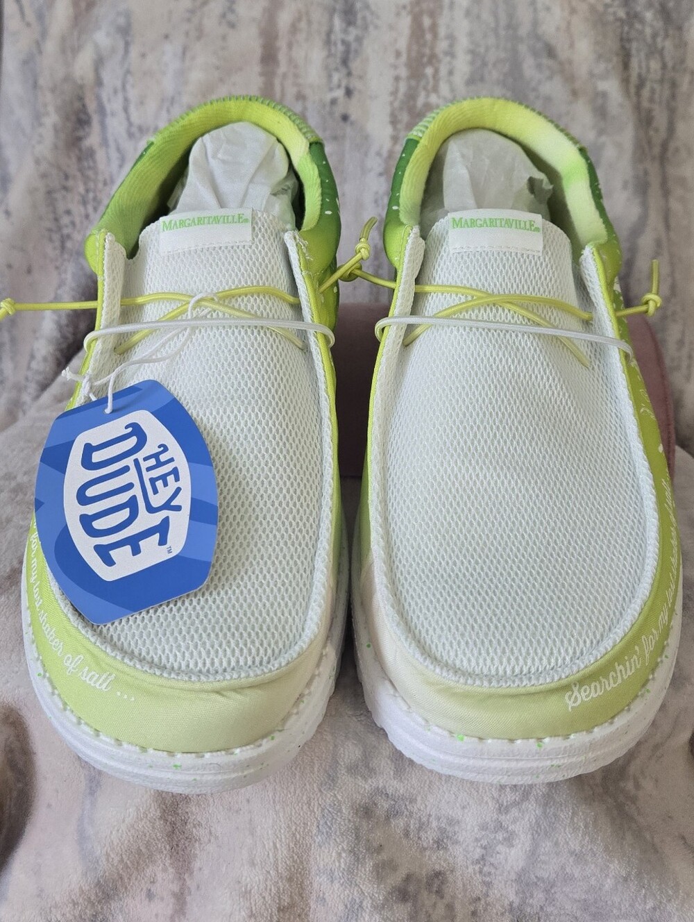 HEYDUDE Wally Margaritaville 2 Mens 13 White Lime Slip On Shoes NWT